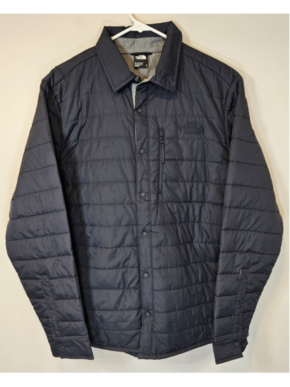 The North Face ThermoBall Insulated Shirt Jacket Mens M Black Quilted Snap